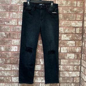 New! Just Black Straight Leg Ankle Ripped Knees Jeans Black Size 29